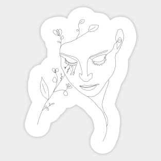 Woman face with flowers Sticker